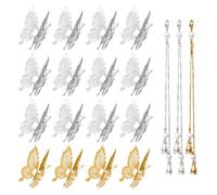 16 pezzi di farfalla forcine, 3 pezzi di nappe, in movimento farfalla forcine, d'oro delle signore accessori per capelli, farfalla accessori per capelli, argento ragazza accessori