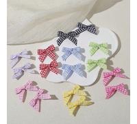 16 pezzi di fermagli per capelli a fiocco mini stile campus plaid, adatti per frangia e code di cavallo, regalo per il ritorno a scuola, stile Y2K quadriFerro