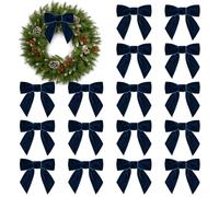 16 pezzi di fiocchi di velluto natalizi, fiocchi di nastro di velluto vintage da 10,9 cm per ghirlanda di albero di Natale, confezione regalo, fai da te, decorazioni per matrimoni (Blu)