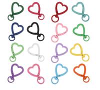 16 pezzi di moschettone girevole: moschettone a forma di cuore per portachiavi,