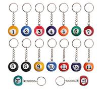 16 Pezzi Di Portachiavi Di Biliardo, Accessori Per Elementi Da Biliardo, Portachiavi Creativi, Portachiavi, Portachiavi Alla Moda