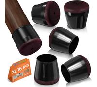 16 Pezzi Feltrini per Sedie, Gommini in Silicone con Feltro, Tappi per le Gambe Delle Sedie per Pavimenti in Legno, Protezione Antigraffio, Elastiche(Fit:34-48mm)