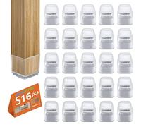 16 Pezzi Feltrini per Sedie Quadrati, Gommini in Silicone con Feltro, Tappi per le Gambe Delle Sedie per Pavimenti in Legno, Protezione Antigraffio, Elastiche