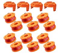 16 Pezzi Filo Tagliabordi Bobine Compatibili con Worx Decespugliatore, Filo Decespugliatore per Tagliabordi Elettrico, ø 1.65 mm e 3 m Lunghezza (12 Bobine Tagliaerba + 4 Copertura Bobina)