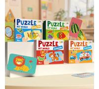 16 pezzi Giocattoli puzzle Montessori, Gioco di puzzle fai-da-te, Giocattoli educativi precoci a tema multiplo, Giocattoli rompicapo, Miglior regalo per bambini Animale+Quotidiano+Frutta e verdura,Ani