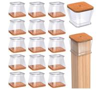 16 Pezzi Gommini per Sedie Quadrato, Feltrini per Gambe di Mobili, Tappi per Sedie per Legno Duro, Proteggere il Pavimento dal Antigraffio Rumore,Trasparente (Ambito di Applicazione 20-27 mm)