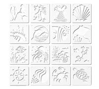 16 Pezzi Il Mare Tema Stencils Pittura, Stencil Per Pittura | Strumento Di Pittura Per Bambini, Riutilizzabile Dipingere Stencil Accessori Per Fai Da Te Scrapbooking Journal