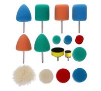 16 Pezzi Kit di Spugne Lucidanti, Flessibili, per Foratura e Cere | Teste Assortite, Morbidezza Differenziata, per Dettagli e Piccoli Spazi su Fari e Superfici Musicali