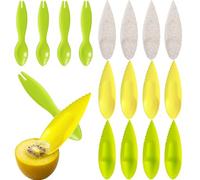 16 Pezzi Kiwi Frutta Cucchiaino,Kiwi Cucchiaio di Plastica Cucchiaio di Fruit Peeler Cutter,Accessori Cucina,Splitter per Tagliare Pompelmi e Mele(Giallo,Verde,Beige)
