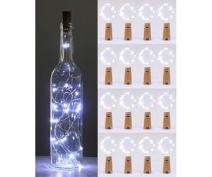 (16 pezzi) Luci per Bottiglia, kolpop Tappi LED a Batteria per Bottiglie, 2M 20LED Filo di Rame Led Decorative Stringa Luci da Interni e Esterni per Festa Giardino Natalizie Matrimonio (Bianco Freddo)