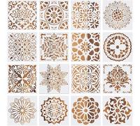 16 Pezzi Mandala Stencil, Disegno Pittura Stencil Set, Pittura Stencil Fai da Te, Graffiti Stencil, Riutilizzabili Tagliati al Laser, per Scrapbook Pareti DIY Decorazione