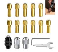 16 Pezzi Mandrini Morsetto per Dremel 4486 4485 4250 4000 3000 200 8200, Terminale cambio rapido in ottone da 0,5 a 3,2 mm Adattatore Accessori Trapano Senza Chiave, Morsetti in Ottone