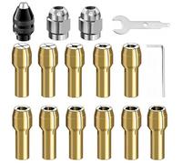 16 Pezzi Mandrini Ottone Utensili Rotanti per Dremel, Pinze di serraggio in Ottone 0,5-3,2 mm con Dado in Metallo Durevole, Mandrino 4486 Precisione per Utensili di Incisione, Levigatura, Taglio e