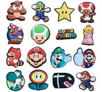 16 Pezzi Mariio Ciondoli per Scarpe, Charm Decorativi per Crocs, DIY Ornaments Decorazioni per Scarpe dei Cartoni Animati, Charm Decorativi Carini per Bambini, Crocs Shoe Decoration