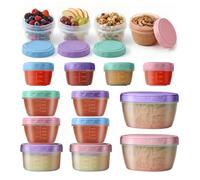 16 Pezzi Meal Prep Contenitori 4 Misure, Contenitori Microonde con Scala Graduata, Barattoli Plastica con Coperchio, Freezer Piccolo Riutilizzabile Impilabile, Barattoli Plastica con Coperchio
