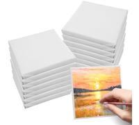 16 Pezzi Mini Tele per Dipingere Bianche, 10 x 10 cm Tele Pittura Acrilica, Stretched Canvas Panel, Cotone, Tele Piccole Per Dipingere, Quadrato, Tela Prestirata per Olio, Pittura Acrilica, Gouache