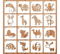 16 Pezzi Modelli Pittura Animali, Stencil per Pittura, Set di Stencil, Pittura Stencil Fai da te, Graffiti Stencil, per Pittura, Bricolage, Scrapbooking, Artigianato