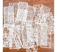 16 pezzi Modello a trama geometrica cava, modello a pelle di serpente, stencil creativo per tessuti, pareti, tavole di legno per la pittura a spruzzo, riutilizzabile e lavabile PET