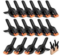 16 Pezzi Morsetti a Molla Nylon 4In con Ganascia Mobile, Morsetto Piccoli Plastica Nero, Clip Serraggio Alta Resistenza, Accessori Fissi per Fai da Te, Falegnameria, Studio Foto, Artigianato Progetti