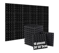 16 Pezzi Pannelli Fonoassorbenti, 30 * 30 * 5cm Pannelli Insonorizzanti per Pareti, alta densità, ritardante di fiamma, Isolamento acustico per home theatre,studi di registrazione, sale conferenze