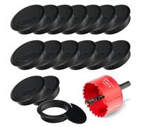 16 Pezzi Passacavi Scrivania, Diametro 60 mm Passacavo per Scrivania, passa cavi da scrivania, passacavo, Copri Foro per Cavi da Scrivania, con 1 Sega a Tazza 60 mm
