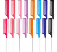 16 Pezzi Pettine di Coda Nero Rosa Pettini per Capelli Codone Pettini Posteriori in Fibra Salon per Donne Salone di Casa (Arancione, Rosa Rossa, Rosso, Azzurro, Viola, Blu Scuro, Rosa Chiaro e Nero)