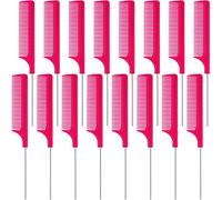 16 Pezzi Pettine di Coda Nero Rosa Pettini per Capelli Codone Pettini Posteriori in Fibra Salon per Donne Ragazze Parrucchiere nel Salone di Casa (Rose Red)