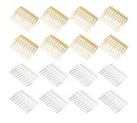 16 Pezzi Pettini Laterali in Metallo 10 Denti, pettinini per Velo, Lato per Capelli per Capelli da Donna Francese con Denti per Accessori per Capelli con Clip per Chignon Argentato & Oro