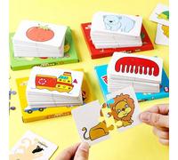 16 pezzi Puzzle a incastro per bambini, Gioco di abbinamento per bambini, Giocattolo educativo, Regalo per l'allenamento al riconoscimento delle forme a cartoni animati animale,Auto,frutta,vitaCarta t