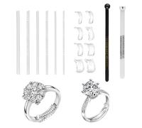 16 pezzi Riduttore di anelli invisibili per anelli sciolti, misura anello trasparente, filo a spirale, regolabile, dimensioni ridotte, 100 x 3 mm, 100 x 5 mm, 100 x 4 mm, 100 x 5 mm, plastica ABS, 100