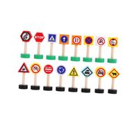 16 pezzi segnali stradali in legno che imparano giocattolo per i ragazzi e