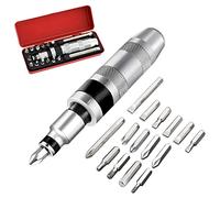 16 Pezzi Set Cacciavite a Percussione, Set Giraviti Contiene 15 Pcs Punte da 1/2'' a Testa Piatta, Croce ed Esagonali, con Scatola Portaoggetti (16 Set Cacciavite a Percussione)