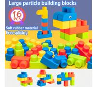 16 pezzi Set di mattoncini in gomma morbida per bambini, giocattoli rompicapo per il cervello per bambini con grandi particelle per fai-da-te, decorazione per camera di ragazzi e ragazze, accessori pe