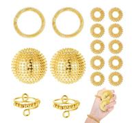 16 pezzi Skills Borderline, 2 anelli Anxiety Gold,10 anelli per digitopressione, 2 braccialetti per agopressione, 2 pezzi riccio, utilizzato per alleviare l'ansia, agisce su dita, palmi, piedi