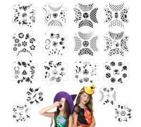 16 Pezzi Stencil Tatuaggi Temporanei, Stencil Tattoo per Truccabimbi, Modello di Pittura per Compleanno, Festival, Mascherata, Halloween 20x20cm