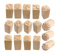 16 Pezzi Timbro per Biscotti in Legno, per Mooncake e Dolci, Beige | Impugnatura Comoda, Formato Compatto, Resistente, per Forno e Festa di Metà Autunno, Decorazioni