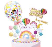16 Pezzi Toppers per Torta, Set Torta Arcobaleno Decorazione, Torta Palloncino Nuvola Decorazione, per Torte per Ragazzi e Ragazze, Forniture per Feste di Compleanno, Anniversario, Matrimonio