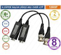 16 PEZZI TRASMETTITORI BNC VIDEO BALUN AHD TVI CVI VIDEOSORVEGLIANZA CCTV 1080P