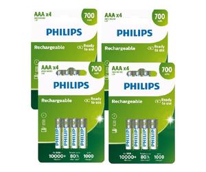 16 Philips Batterie Ricaricabili Aaa Nimh-Akku Hr03 700 Mah 4Bl 1.2V Micro