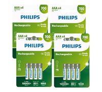 16 Philips Ricaricabili AAA Batteries Nimh Battery Hr03 700 Mah 4Bl 1.2V Micro
