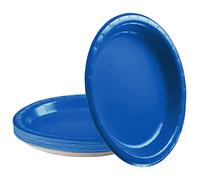 16 piatti di carta blu reale per feste, 22,9 cm, design durevole, blu reale, decorazioni per feste blu reale per VJ Day 80th AnniVJrsary decorazioni Union Jack Street Festival National EVJnts