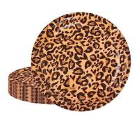16 piatti di carta per feste con stampa leopardata da 17,8 cm, piatti rotondi per feste a tema leopardato, per baby shower, safari, zoo, animali a tema animali, decorazioni per feste di compleanno