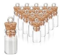 16 piccole bottiglie in vetro con coperchio in sughero, mini bottiglie dei desideri da 1 ml, bottiglie decorative trasparenti, piccoli barattoli per Natale, Halloween, decorazioni per feste di nozze