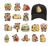 16-Piece Capybara Iron-On Embroidery Patches, Aesthetic Handmade Badges & Repair Stickers for Personalizing Backpacks, Jackets, Hats, Men’s and Women’s Apparel, Crafting, Decorative Accessories