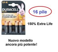 16 pile batterie Stilo AA DURACELL POWER BOOST 150% EXTRA LIFE