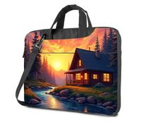 16 Pollice Caso Del Computer Portatile Cozy Cabin By The River At Sunset Borsa Del Computer Portatile Borsa Nera Del Computer Portatile Zaino Per Le, Colore, 29x38cm