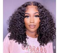 16 pollici Bob Wigs 13 x 4 Deep Wave Bob Wig Human Hair 180% Density Deep Curly 100% Virgin Human Hair Pre Plucked Wet and Wavy Glueless Trasparente Lace Frontal Wig for Women Natural Hairline