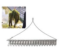 16" Pond Rake, Weed Removal Tool, 50ft Thicker Rope | Double Sided Weed Cleaning Tool Rake, Pond, Lake, Rivulet
