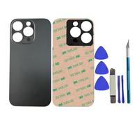 16 Pro Max - Vetro posteriore di ricambio per iPhone 16 Pro Max, 17,5 cm, con adesivo preinstallato e kit di attrezzi professionali per riparazione, colore: nero titanio