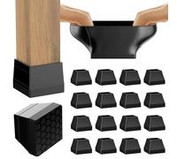 16 protezioni quadrate antiscivolo per gambe della sedia, antiscivolo, in silicone antiscivolo, per mobili (nero lucido, 3,2-3,9 cm).